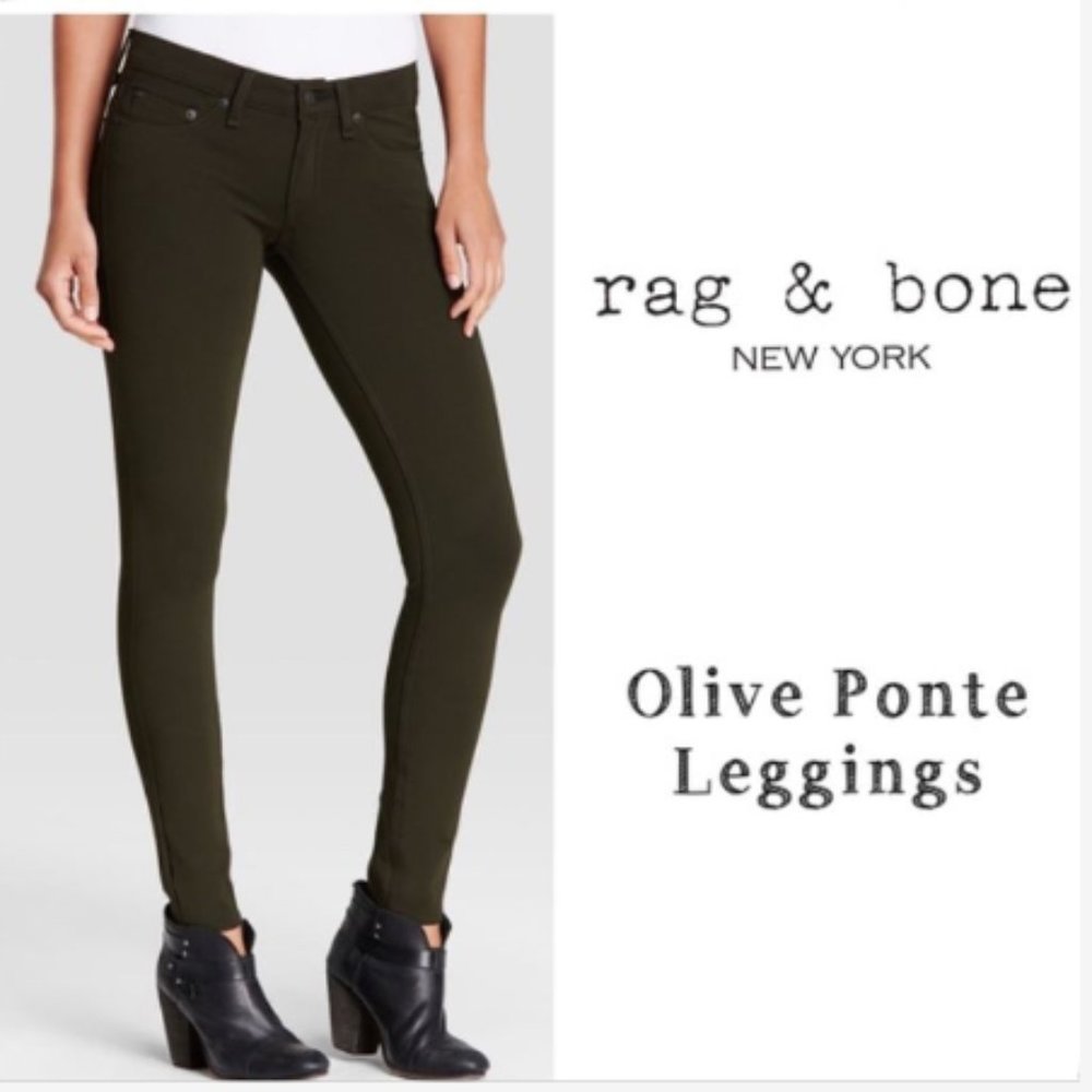 Rag & Bone Olive Ponte Skinny Pants Legging Size 25